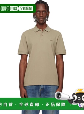 1h可退 香港直邮BOSS 波士 男士 驼色 Pallas Cotton Pique Embro