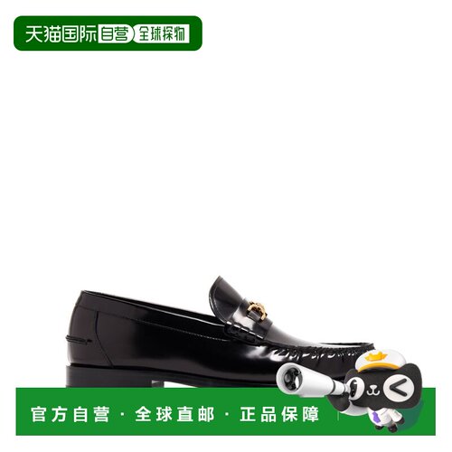 自营versaceGlossy Flat Shoes in Smooth Silk - black 美国奥莱