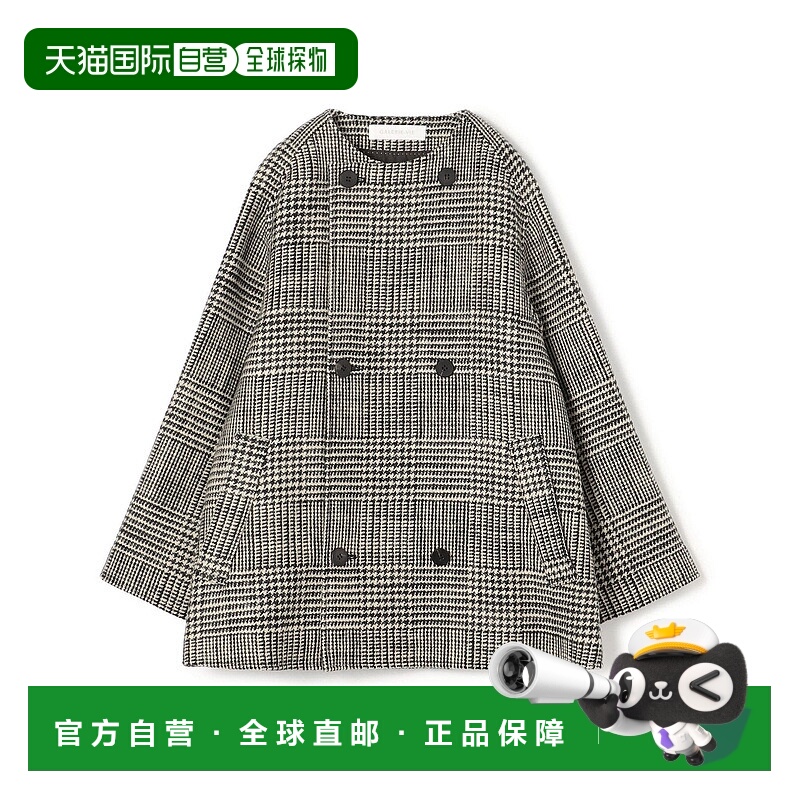 日本直邮GALERIE VIE Grenache Check 无彩色连帽短风衣外套