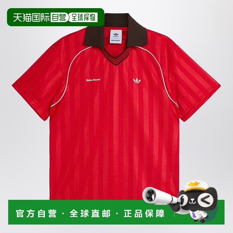 香港直邮adidas 阿迪达斯 女士 football 鲜红色提花T恤 KG3626PL