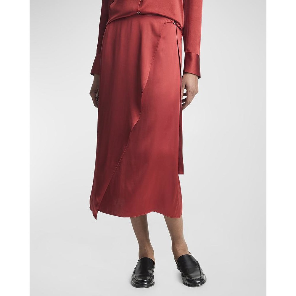 美国直邮Vince D Ring 腰带粘胶丝缎半身裙 女装时尚优雅修身款