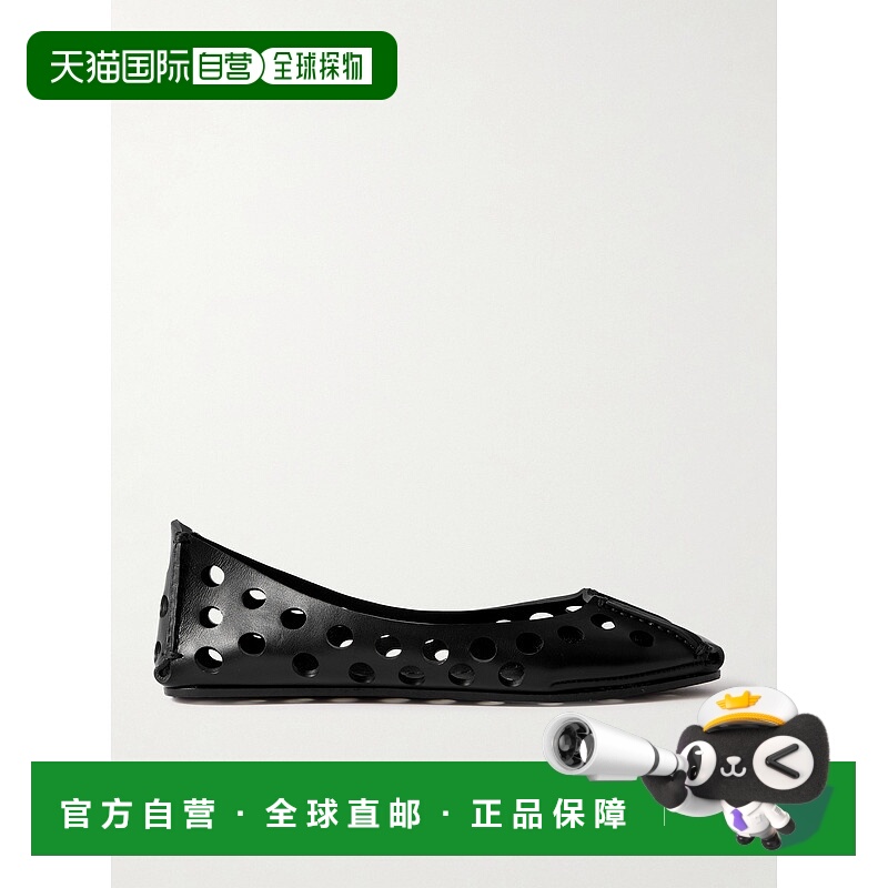 香港直邮Alaia 女士 穿孔皮质芭蕾舞鞋 AA3A033CK247999NOIR
