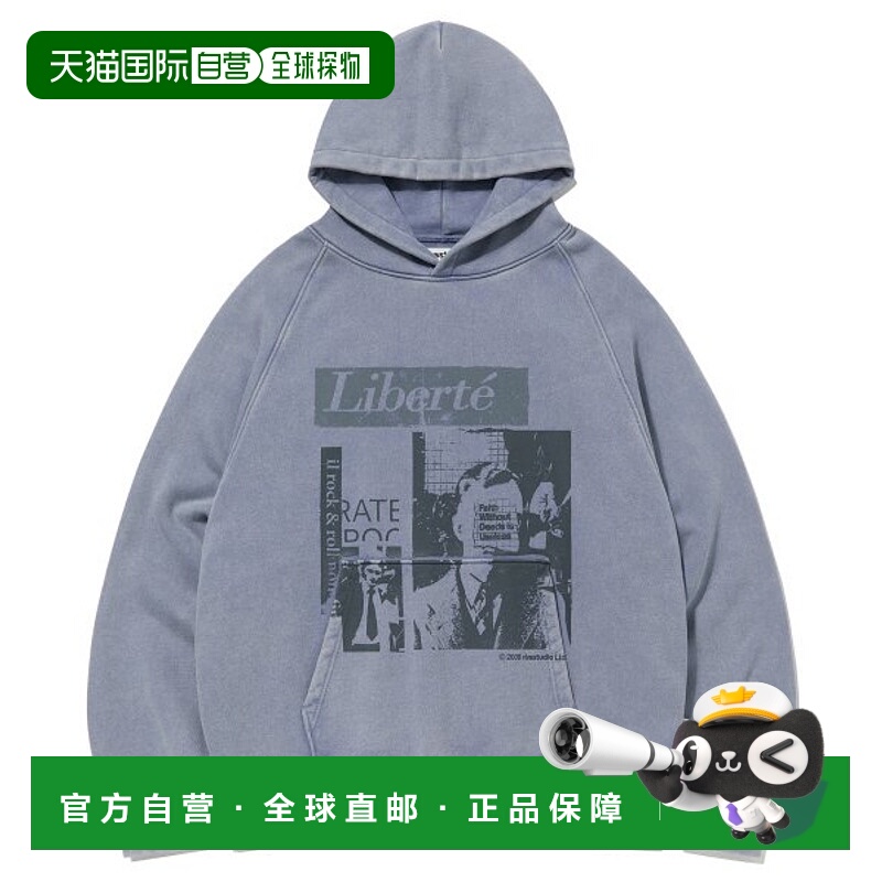 韩国直邮VIVASTUDIO 男士连帽衫POST GRAPHIC HOODIE [MID BLUE]