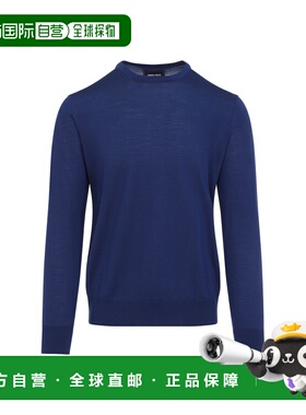 香港直邮armani 阿玛尼 男士 宝蓝色初剪羊毛毛衣 8NSM01SM99Z