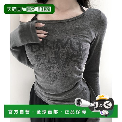 1h可退 日本直邮VEILA 女装宽松假两件印花长袖T恤 弹力舒适 vla5