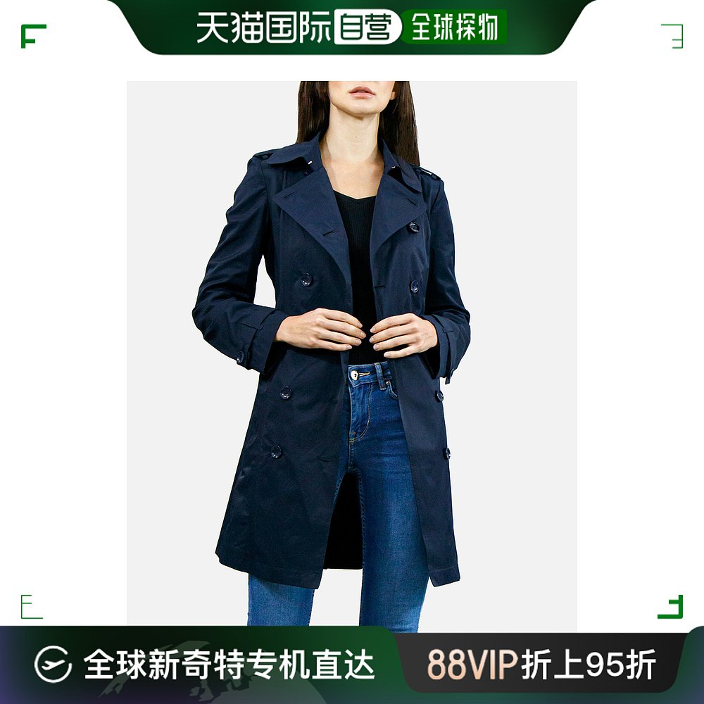 自营｜Armani Jeans阿玛尼女士风衣蓝色中款简约舒适保暖柔软