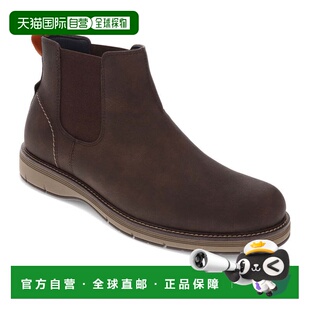 自营Dockers男式真皮连衣裙休闲便鞋切尔西靴-深棕色 美国奥莱直