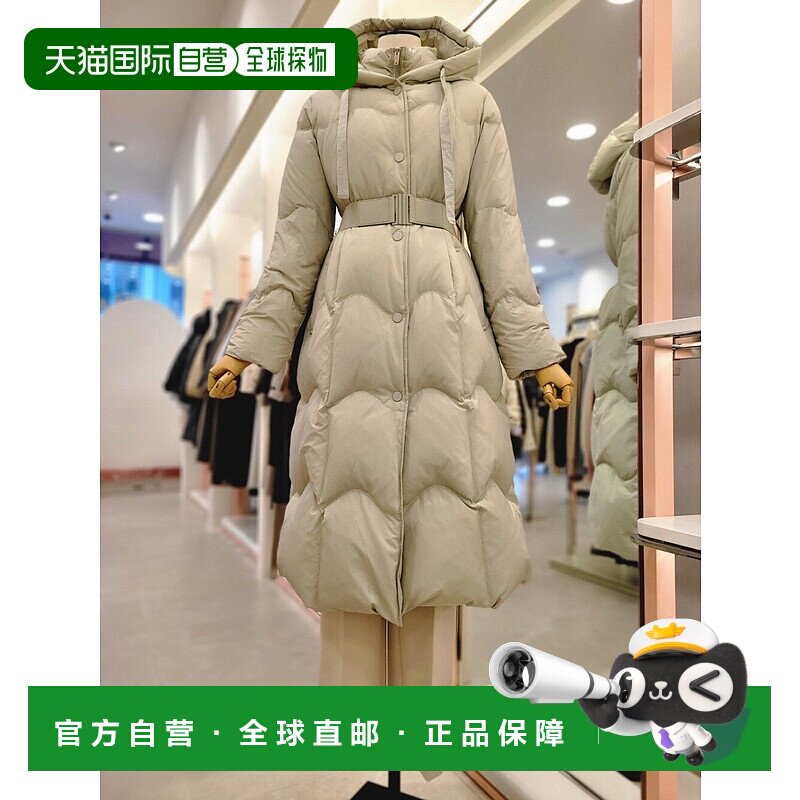 韩国直邮[ITMICHAA] 女士 水纹 车线 双层 开襟 鹅绒 长款羽绒服(