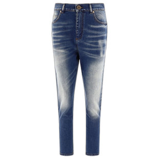 香港直邮BALMAIN 女士牛仔裤 SS2024 BF1MG006DD646FF蓝色 紧身裤