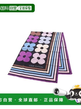 日本直邮中古LV路易威登女A级95新Stall披肩围巾帆布围巾/丝巾紫