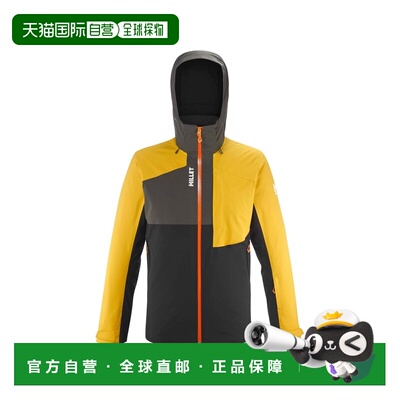 自营欧洲直邮Millet Atna男士黑色/黄色聚酯纤维防水防风夹克