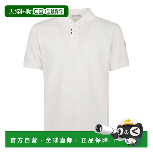 自营moncler短袖经典衣领Logo polo衫-白色 美国奥莱直发