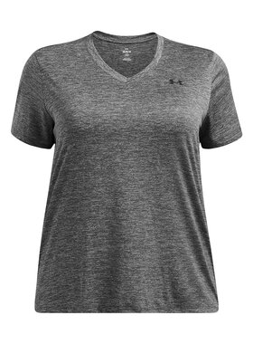 Under Armour Plus Size Tech 短袖 V 领扭纹 Castlerock/黑色