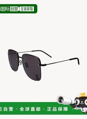 自营欧洲直邮YSL圣罗兰 SL 312 M女士黑色金属方形太阳镜