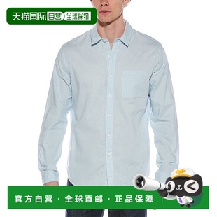 蓝色 亚麻混纺纽扣衬衫 美国奥莱直发 Vince 自营