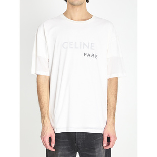香港直邮CELINE 男士T恤 RX0DT0F1701OB SS2026 白色 Double laye