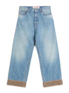 VALENTINO 男士牛仔裤 VDE05GAS6558 SS2025 蓝色 腰带环牛仔裤