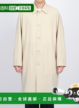 韩国直邮AURALEE 象牙色硬捻羊毛斜纹苏天领大衣 (A24SC01WG) 外
