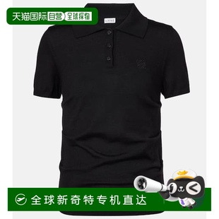 香港直邮LOEWE 女士 1h可退 罗意威 舒 羊绒真丝Polo衫 black黑色
