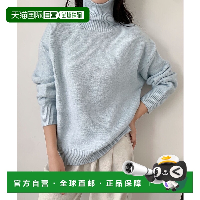 1h可退 日本直邮LOWO 女装 高领针织衫 长袖套头毛衣 宽松舒适设