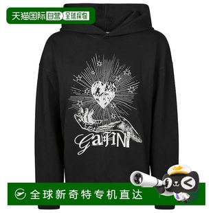黑色 自营 带图案印花 ganni宽松版 美国奥莱直发 型黑色连帽衫