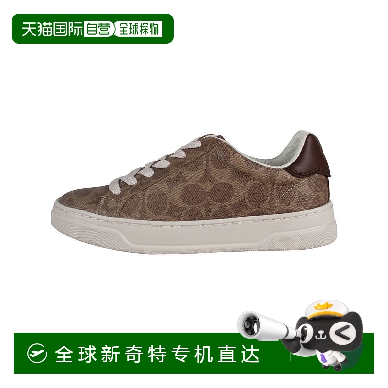 香港直邮Coach蔻驰 专柜款highlinen女士圆头系带低帮板鞋休闲鞋