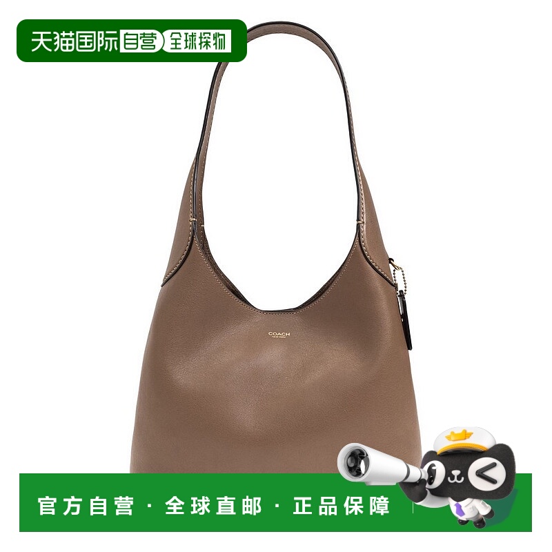 1h可退 香港直邮潮奢 Coach 蔻驰 女士 徽标单肩包 CU068 grey灰