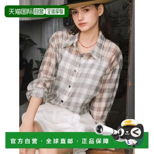 透视格纹衬衫 韩国直邮ANEDIT Glossy _黑色 단독