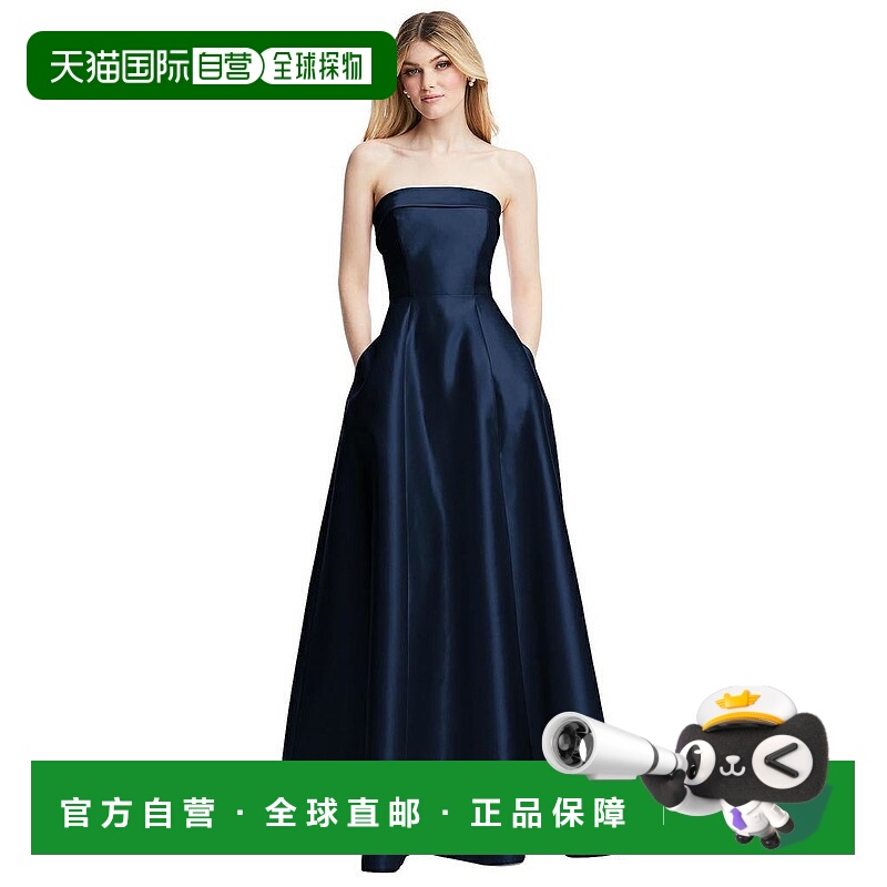 1h可退 【美国直邮】alfred sung 女士 连衣裙缎面露肩礼服长裙