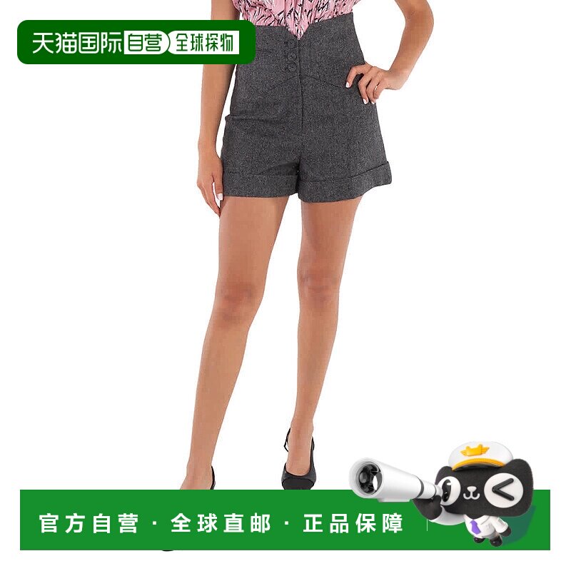 自营Moschino Grey High-Waisted Shorts - fantasy print grey图片