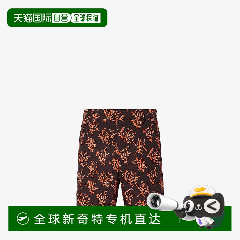 1h可退 欧洲直邮FENDI/芬迪 棕色亚麻短裤