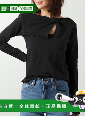 日本直邮N°21 T恤 F021 4157 女士长袖剪裁缝制丝带长T恤棉质船