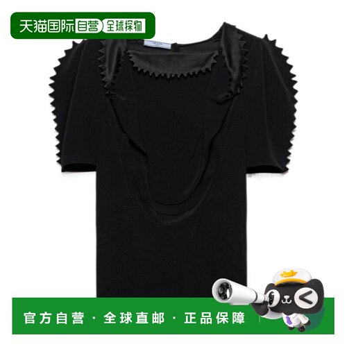 香港直邮PRADA 女士T恤 P991M15VRSOOOF0002 AW2025 黑色 Cady 短