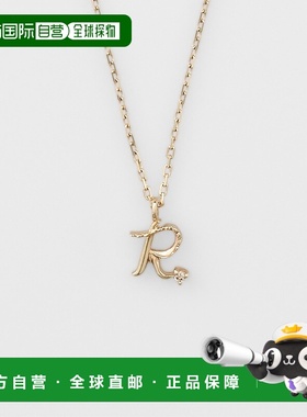 日本直邮日潮 agete 阿卡朵【限定款】首字母R／K10钻石项链白色