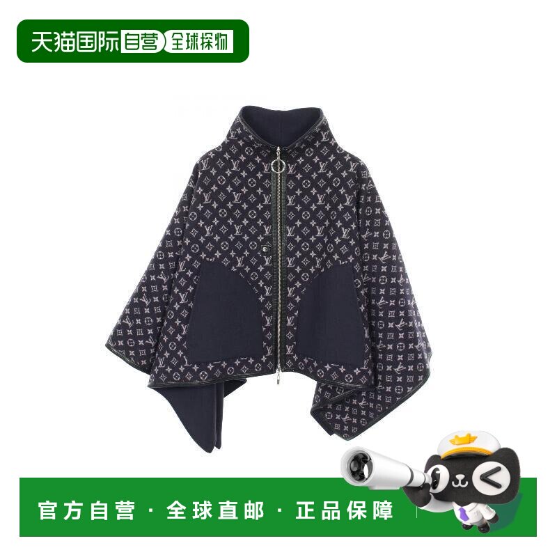 日本直邮中古LV路易威登女A级95新poncho雨披/斗篷羊毛外套蓝色