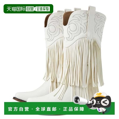 自营Women's Roper Rickrack Western Boots White Leather Fring
