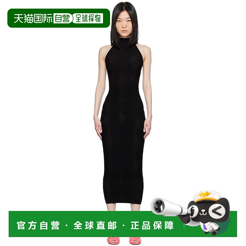 香港直邮潮奢 Balmain 巴尔曼 女士 黑色 Argyle 连衣裙 DF1RO006