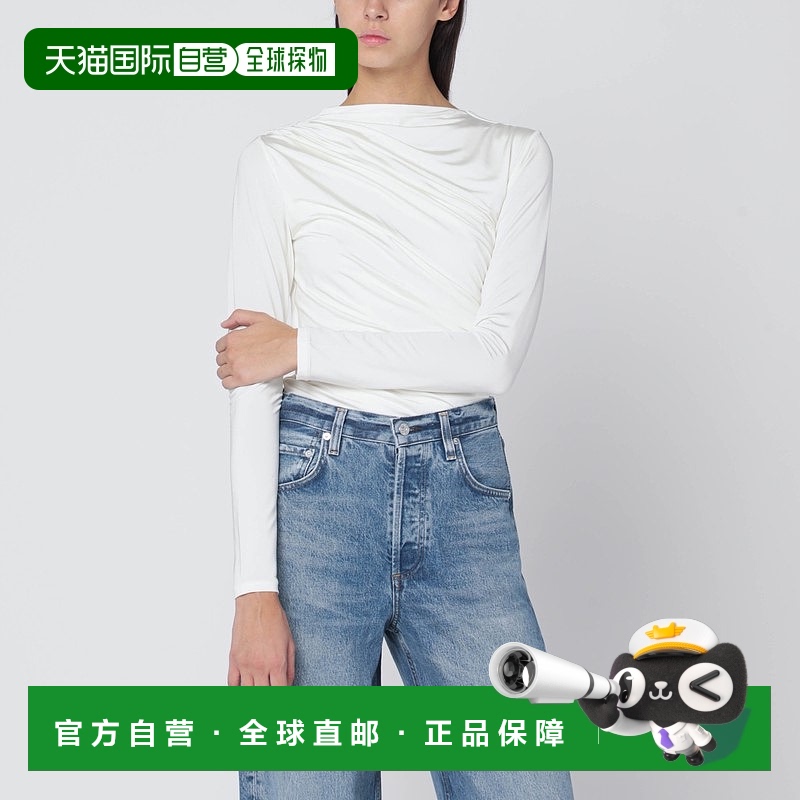 1h可退 香港直邮潮奢 ANINE BING 女士 gathers 白色针织上衣 A08