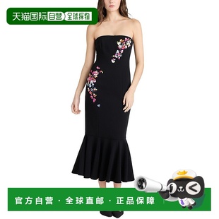 黑色 自营cinq Juniper连衣裙 sept五到七个亮片Vines 美国奥莱