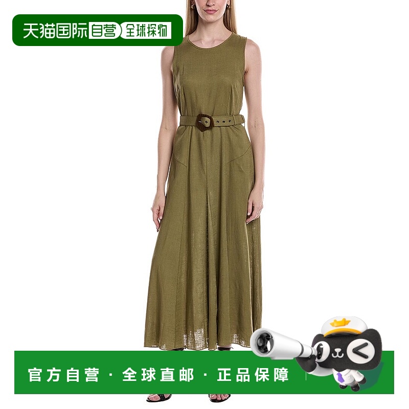 自营Diane von Furstenberg Elliot Linen-Blend Midi Dress - gr