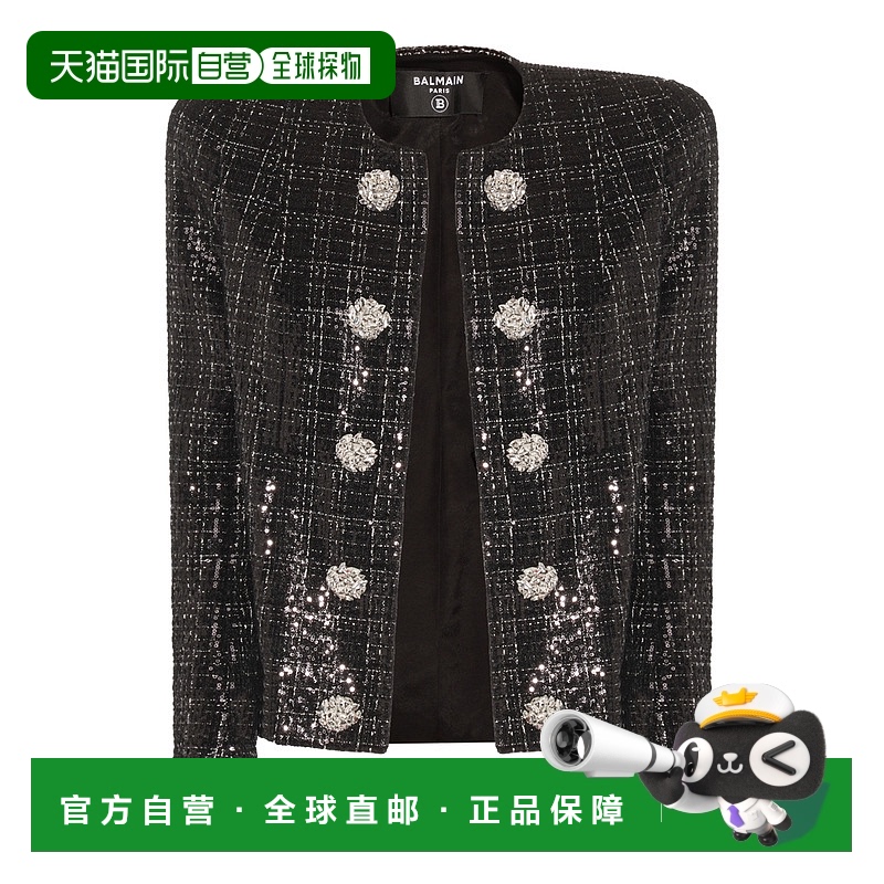 1h可退 香港直邮BALMAIN 女士西服 CF1SK449XI070PA SS2024 黑色