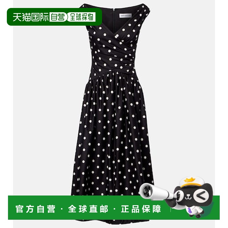 香港直邮Self-Portrait 女士 波尔卡圆点露肩棉质中长连衣裙