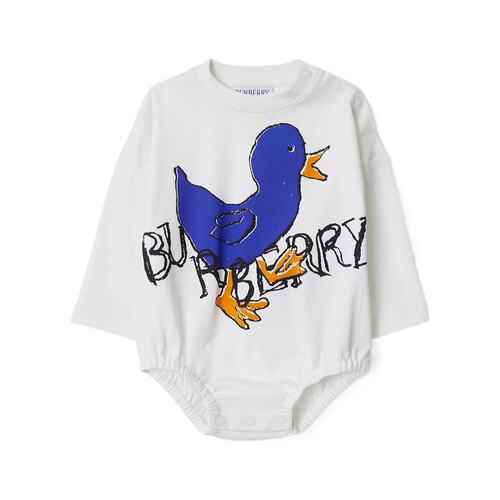 BURBERRY 男童套装 80972981 AW2024 白色 徽标圆领连体衣