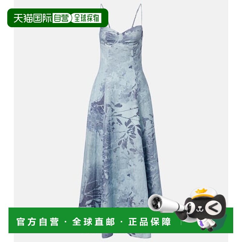 香港直邮Simkhai 女士 花朵亚麻棉质紧身束胸连衣裙长裙吊带