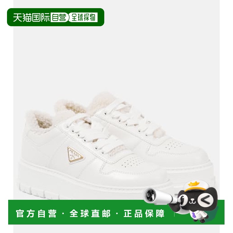 1h可退 香港直邮潮奢 Prada 普拉达 女士 皮毛内里防水台皮质运动