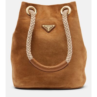 潮奢 Prada 普拉达 女士 Mariner 小号绒面革水桶包