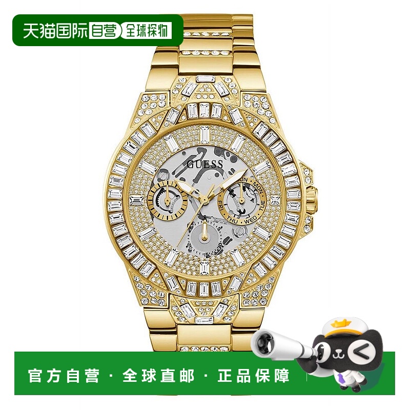 自营Guess Stainless Steel Dress Men's Watch - gold 美国奥莱