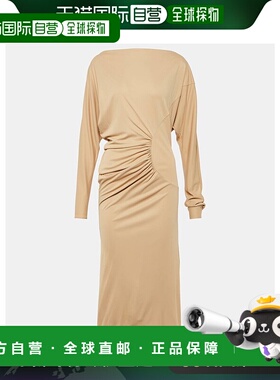 1h可退 香港直邮KHAITE 女士 Oron 褶皱针织中长连衣裙 beige米色