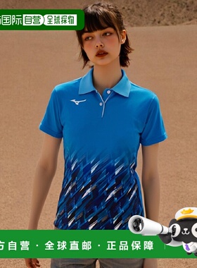 【日本直邮】美津浓MIZUNO女士POLO衫 羽毛球/网球T恤62JA1203靛S