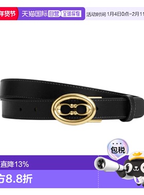 香港直邮COACH 女士宽版双C纯色皮带腰带 CZ444蔻驰